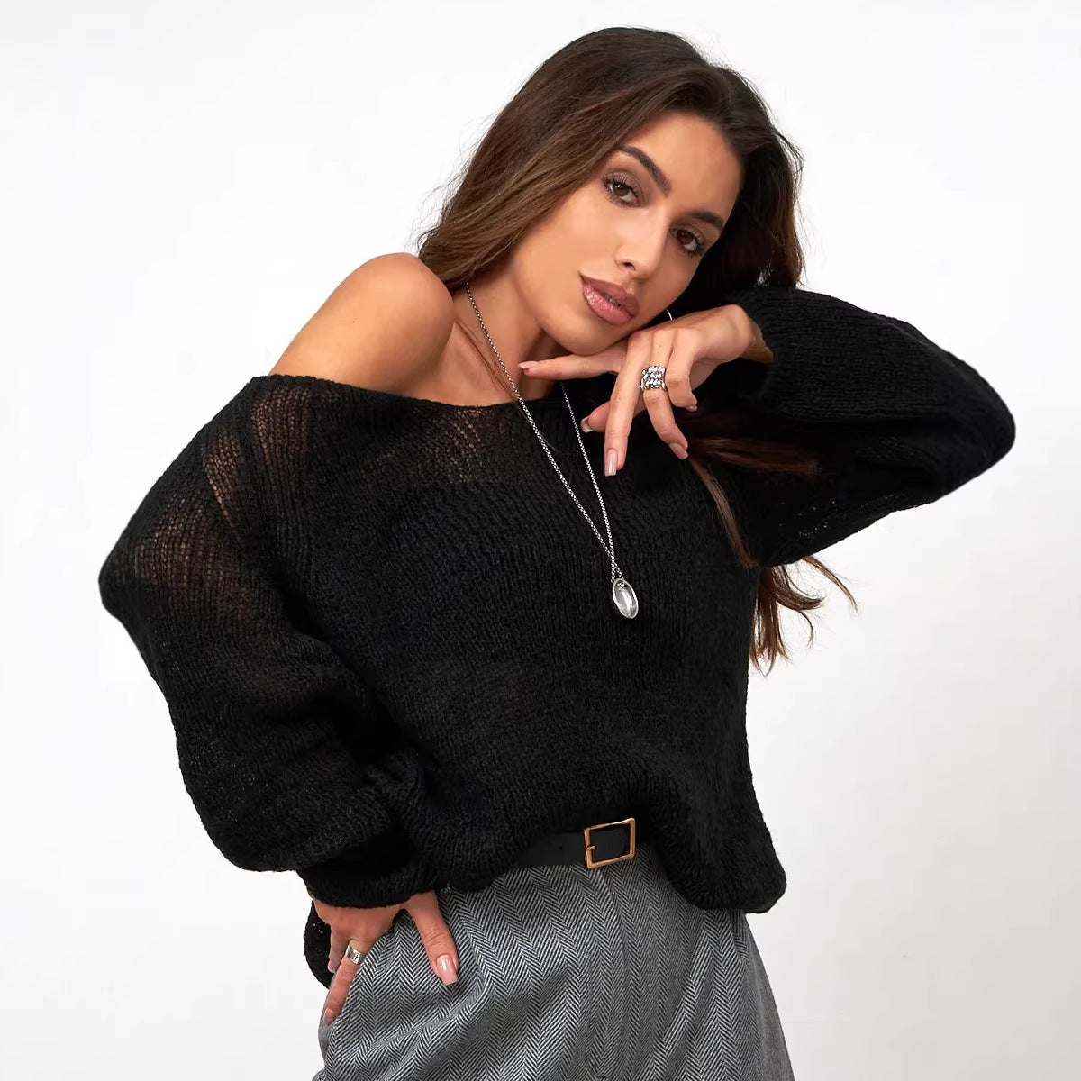 Damen Pullover Weiches Material Lässige Struktur Beige