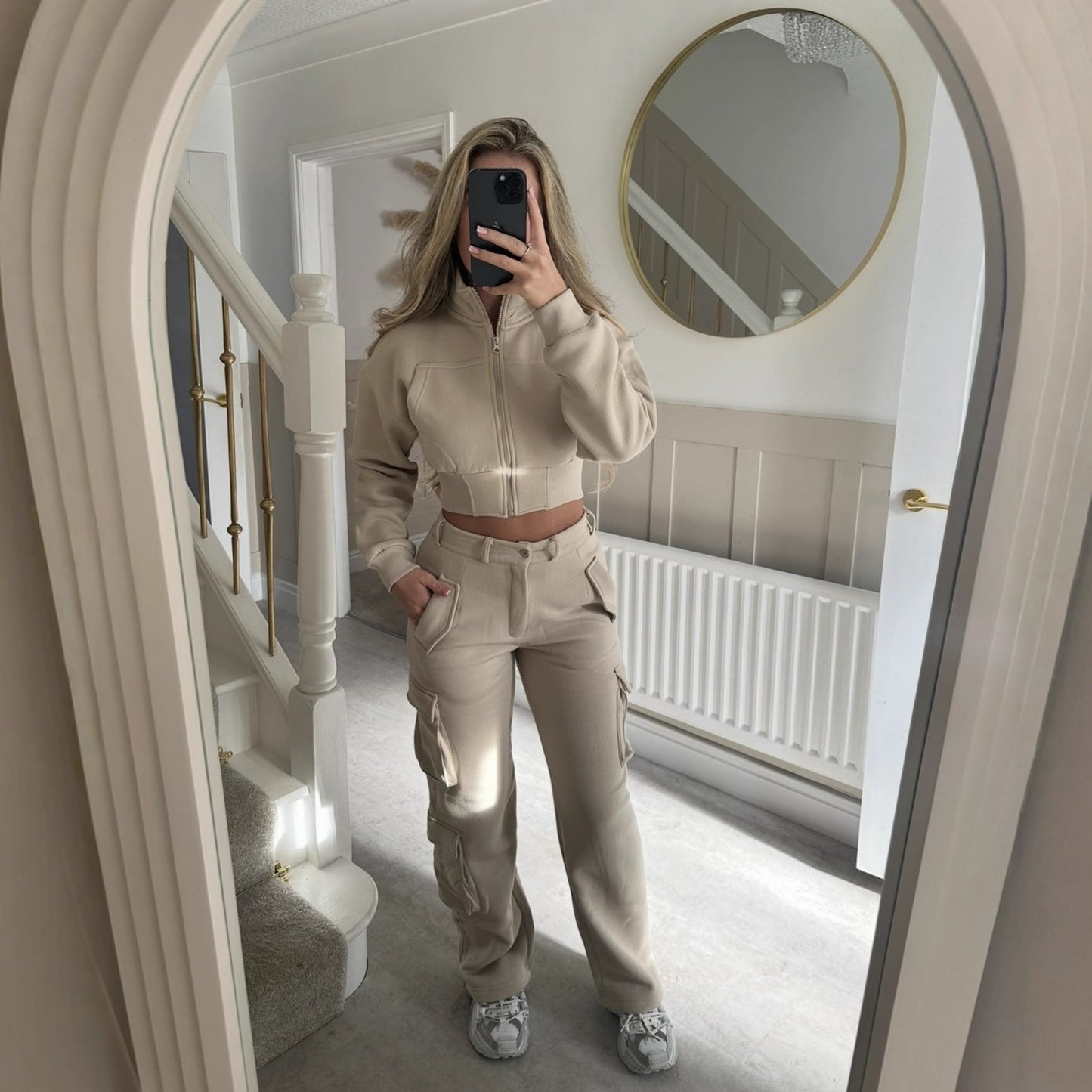 Damen Freizeit-Set Cropped mit Reißverschluss und Taschen