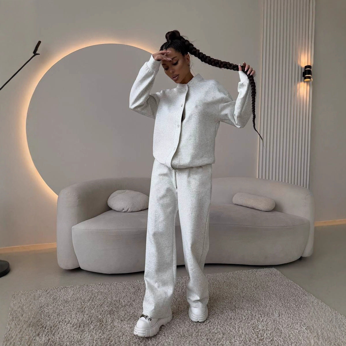 Damen Freizeitset mit Blusenjacke und weiten Hosen Eveloria