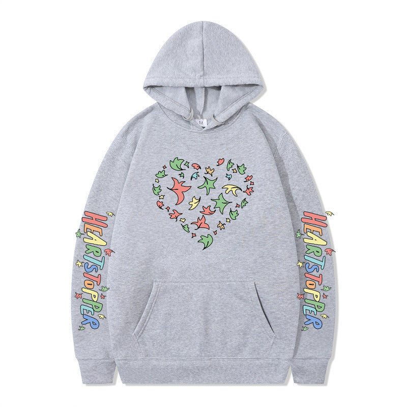 Damen Kapuzenpullover Herz- und Blattmotiv Eveloria