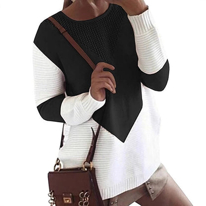 Damen Strickpullover Zickzackmuster Strukturierte Ärmel Eveloria