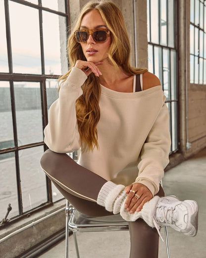 Damen Off-Shoulder Pullover Breite Ärmel Modisch Eveloria