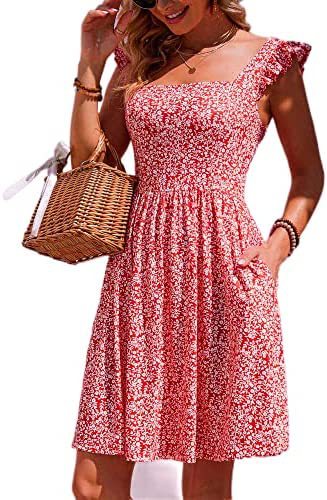 Damen Sommerkleid Rüschenärmel Schlitz Eveloria