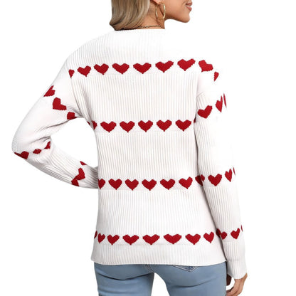 Damen Strickpullover Herzmuster Eveloria
