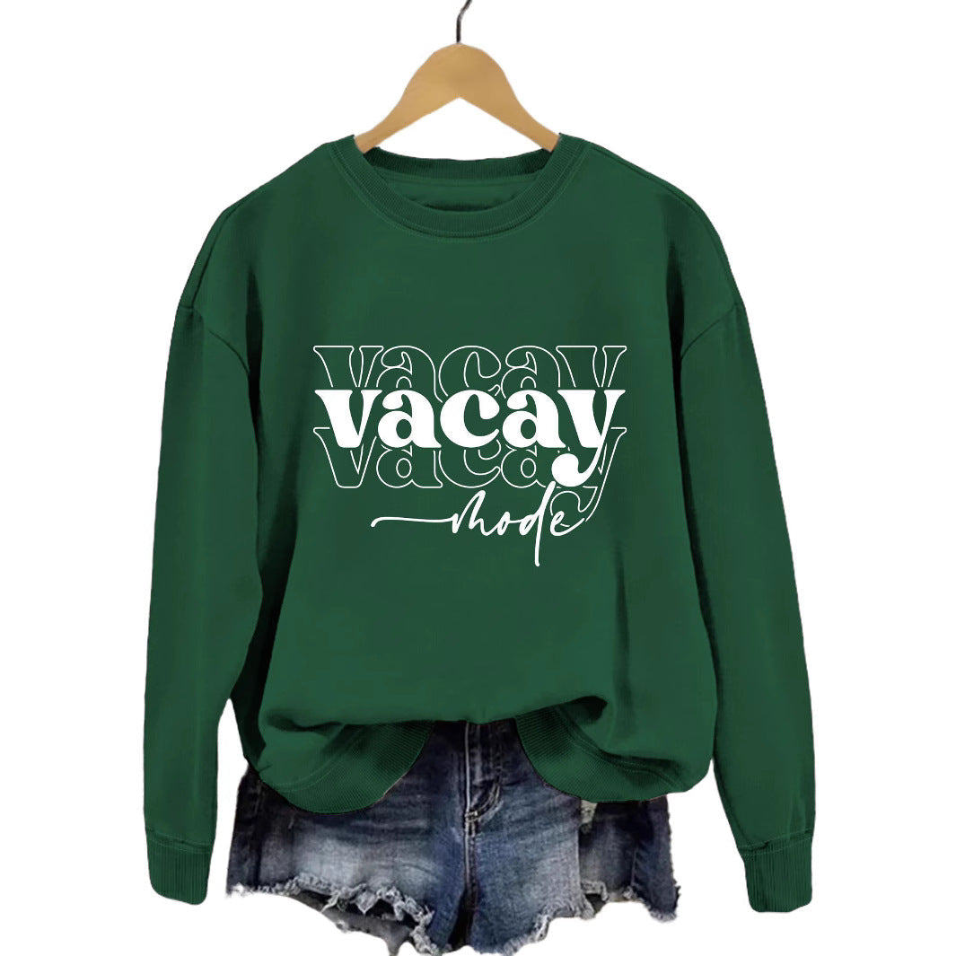 Damen Sweatshirt Lässiger Schriftzug Baumwolle Entspannte Passform