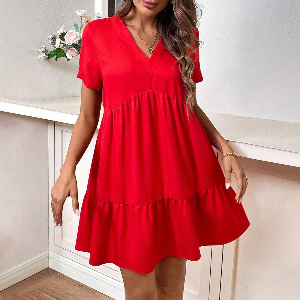 Damen Freizeitkleid V-Ausschnitt Schwingrock Eveloria - Eveloria