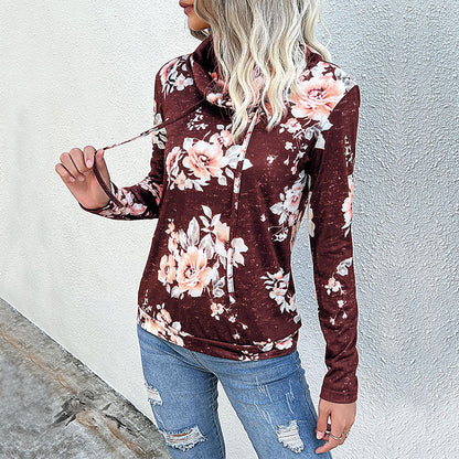 Damen Pullover Floralmuster Hochkragen Eveloria