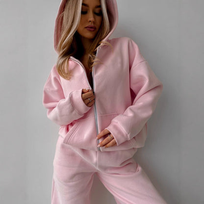 Damen Fleece-Jogginganzug Hochkragen Weitschnitt Eveloria