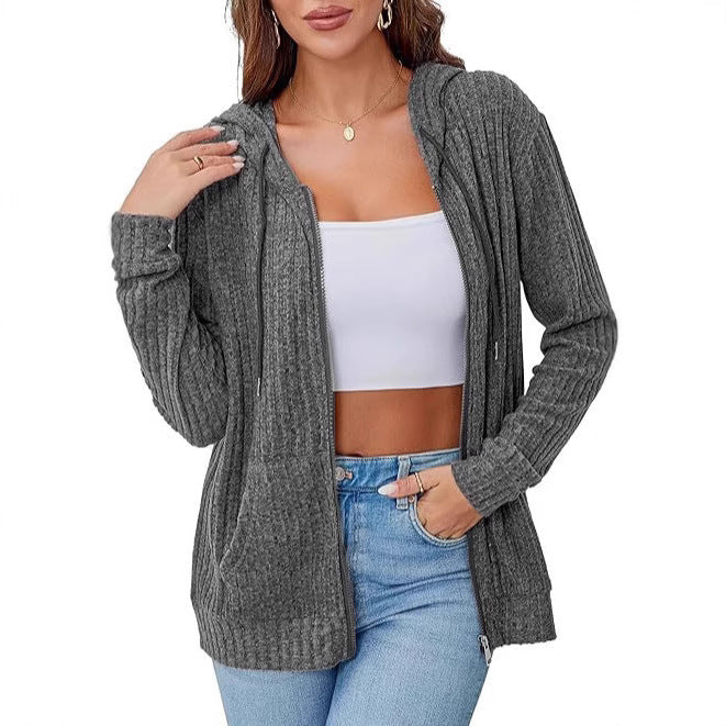 Damen Hoodie Strick Reißverschluss Eveloria
