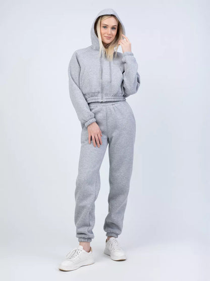 Damen Fleece-Set Jogginghose Pullover Elastisch Eveloria