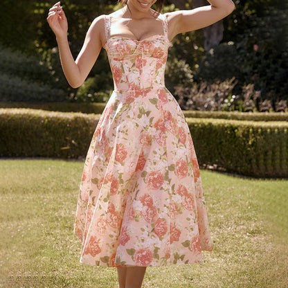 Damen Maxikleid Floralmuster Raffiniertes Oberteil