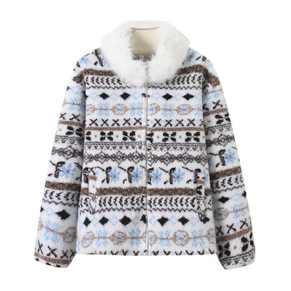 Damen Teddyjacke Gefütterter Kragen Eveloria