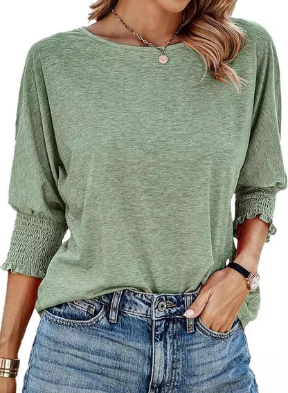 Damen Shirt Ballonärmel Rüschendetails Eveloria