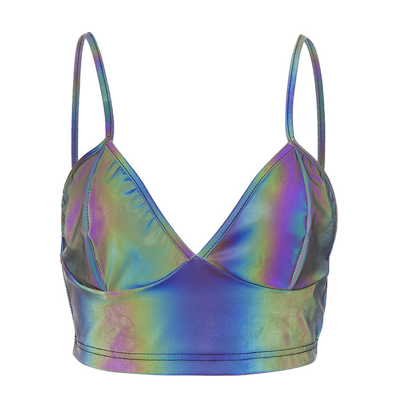 Damen Cropped Bralette Schimmer Effekt Heidi-Mode