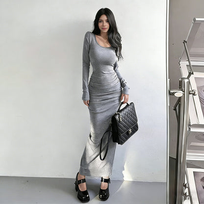 Damen Langarmkleid Eveloria Elegant Figurbetont - Eveloria
