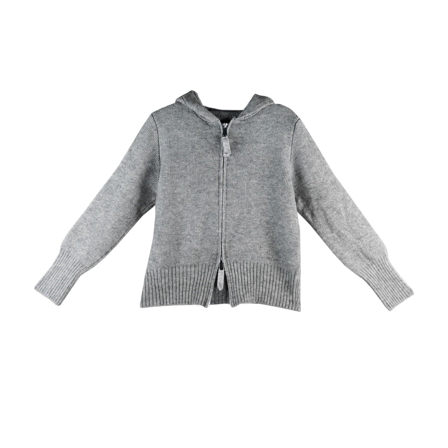 Damen Strickjacke Leicht Hoodie Reißverschluss Grau