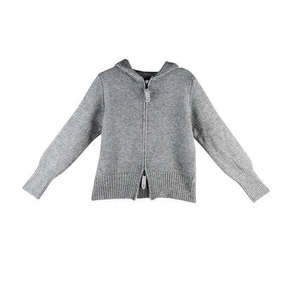 Damen Strickjacke Leicht Hoodie Reißverschluss Grau