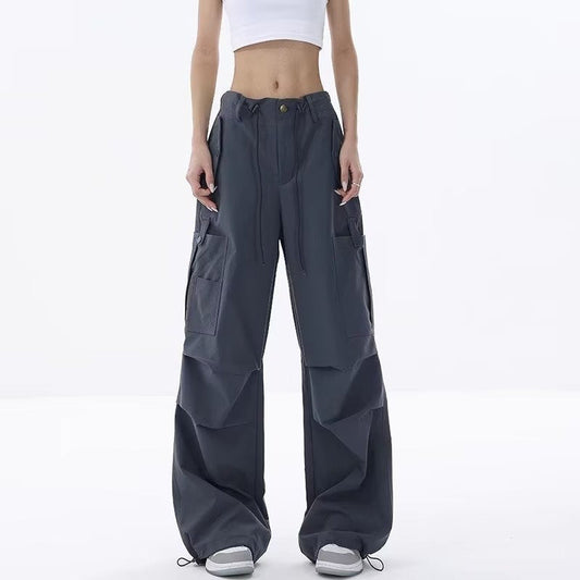 Damen Cargo-Hose Oversized Baumwolle Bequem Schwarz - Eveloria