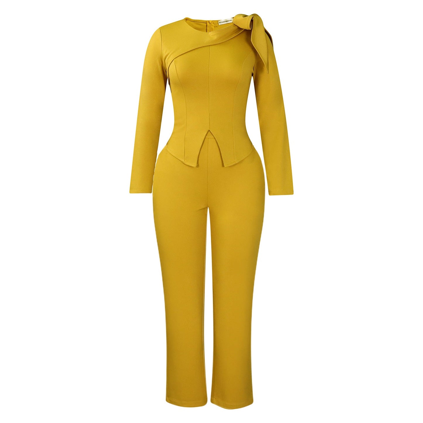 Damen Jumpsuit Asymmetrisch Schlingenakzent Eveloria