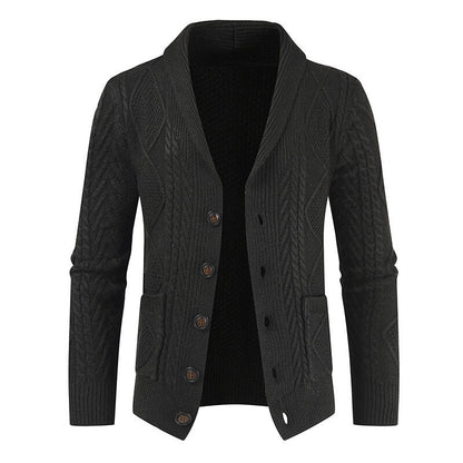Herren Strickcardigan Zopfmuster Aufgesetzte Taschen Beige - Eveloria