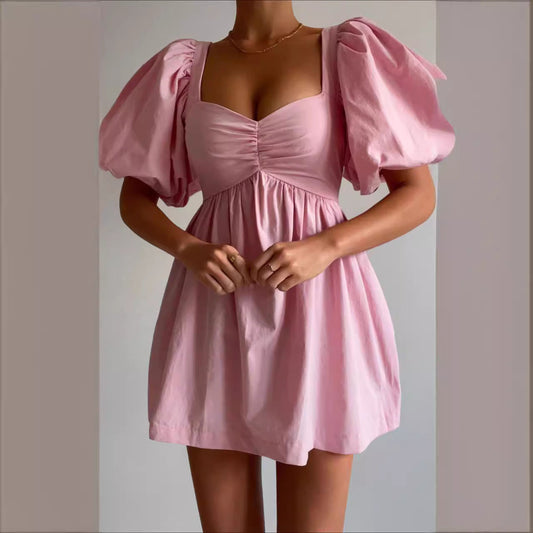 Damen Freizeitkleid Puffärmel Elegantes Raffung Eveloria - Eveloria