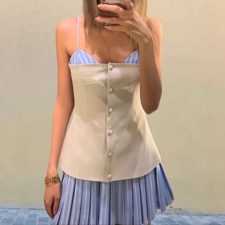 Damen Kurzkleid Rüschendetails Fließend Eveloria