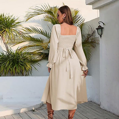 Damen Wickelkleid Langer Ärmel Tailliert Eveloria