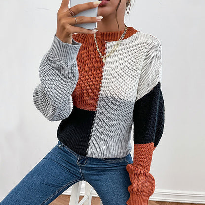 Damen Pullover Blockstreifen-Design Modern Eveloria