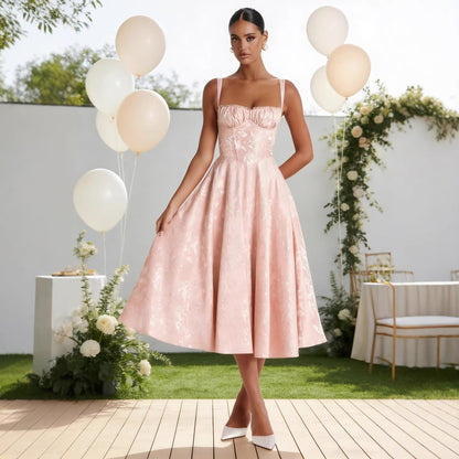 Damen Cocktailkleid Gerafftes Oberteil Voluminöser Rock Eveloria