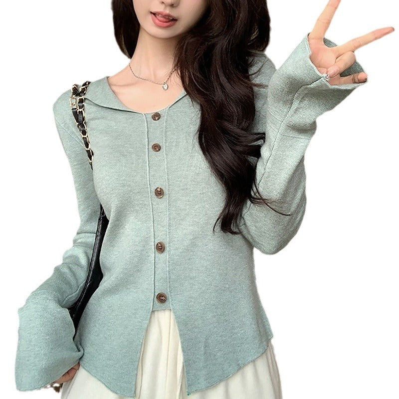 Damen Langarmcardigan Feinstrick Mit Knöpfen Beige