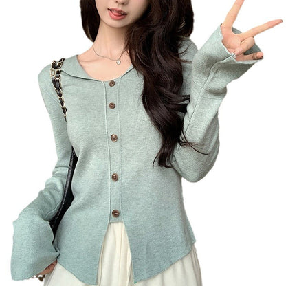 Damen Langarmcardigan Feinstrick Mit Knöpfen Beige