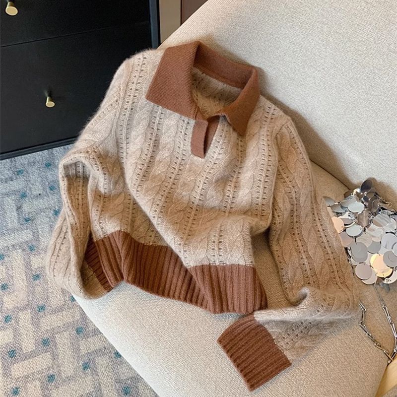 Damen Strickpullover Kragen