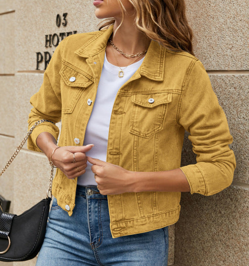 Damen Jeansjacke Klassischer Schnitt Mit Taschen Blau Eveloria
