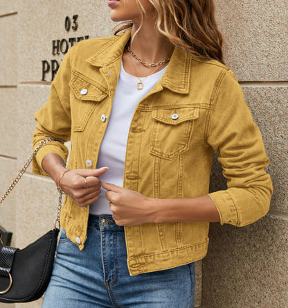 Damen Jeansjacke Klassischer Schnitt Mit Taschen Blau Eveloria