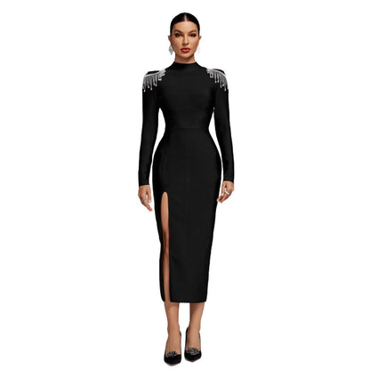 Damen Abendkleid mit Schulterdetails und figurbetontem Schnitt