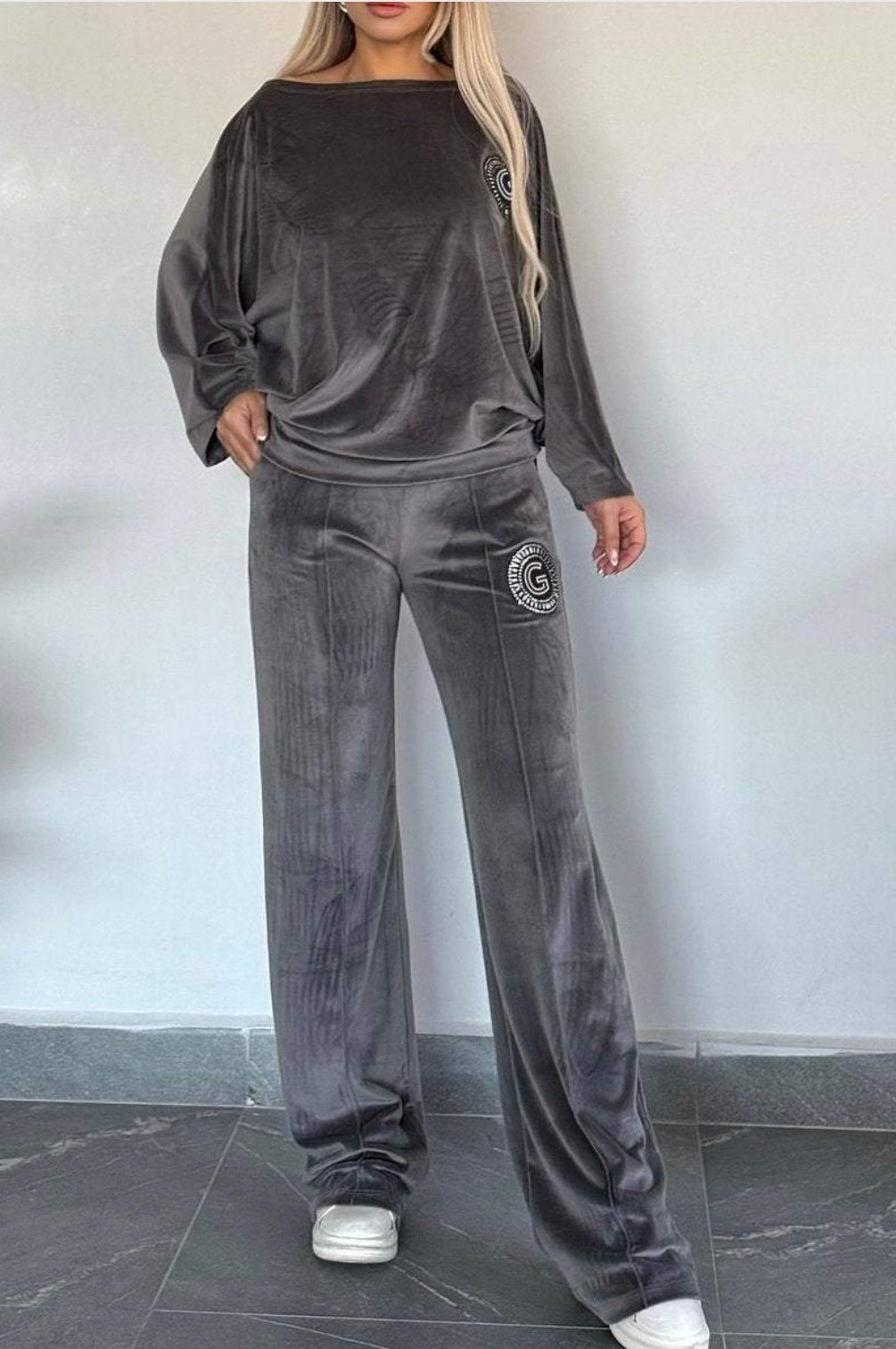 Damen Velvet Loungewear-Set Weich Eveloria