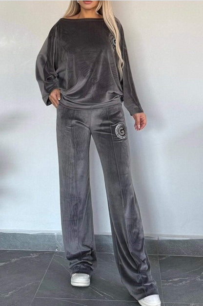 Damen Velvet Loungewear-Set Weich Eveloria