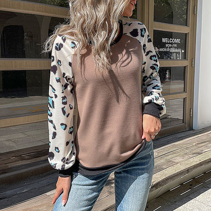 Damen Pullover Tiermuster Lässig Oversized Ärmel Braun - Eveloria