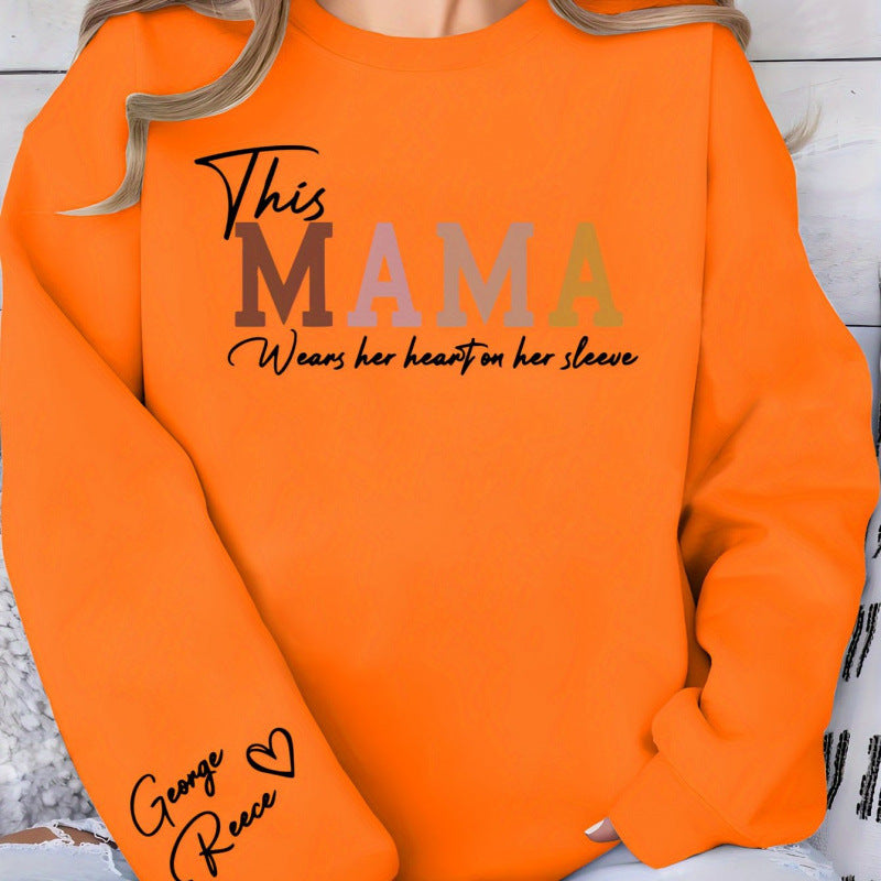 Damen Sweatshirt Mama Aufdruck Bequem Grau Eveloria