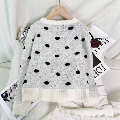Damen Strickjacke Kuschelig Punkte Eveloria