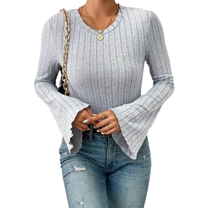 Damen Oberteil Langärmlig Rüschendetails Elegant Eveloria