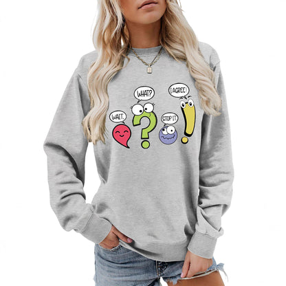 Damen Pullover Lässig Humorvolles Motiv Grau