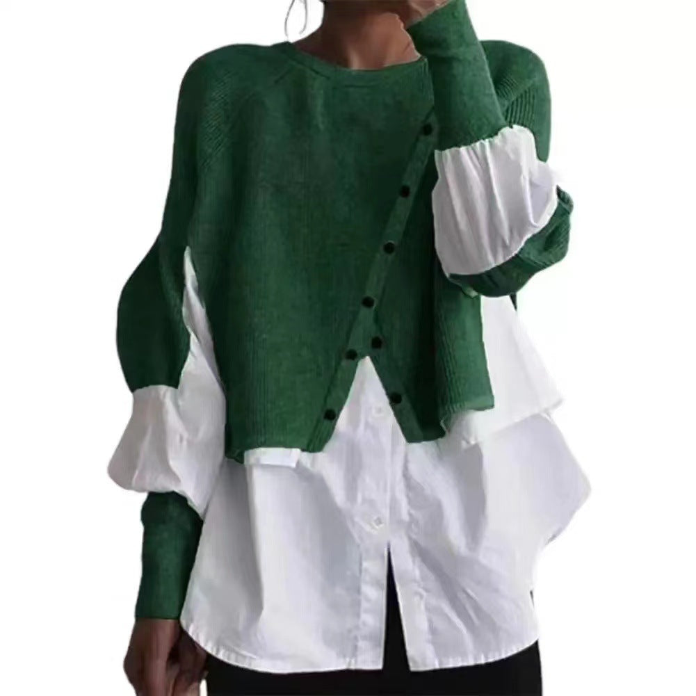 Damen Strickpullover Asymmetrisch Mit Bluse Eveloria