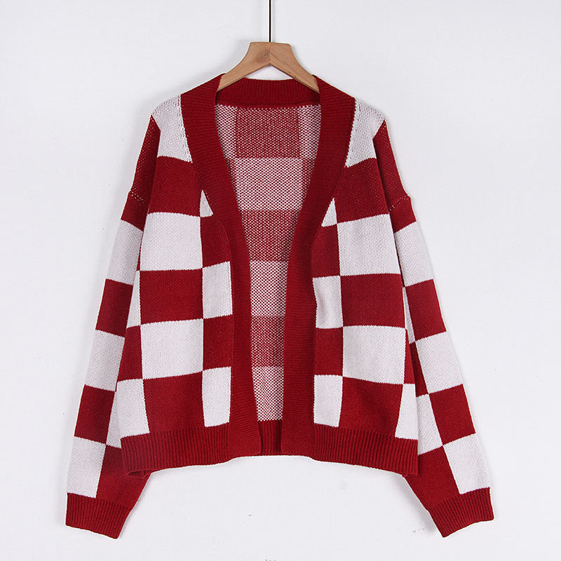 Damen Strickjacke Karomuster Eveloria - Eveloria