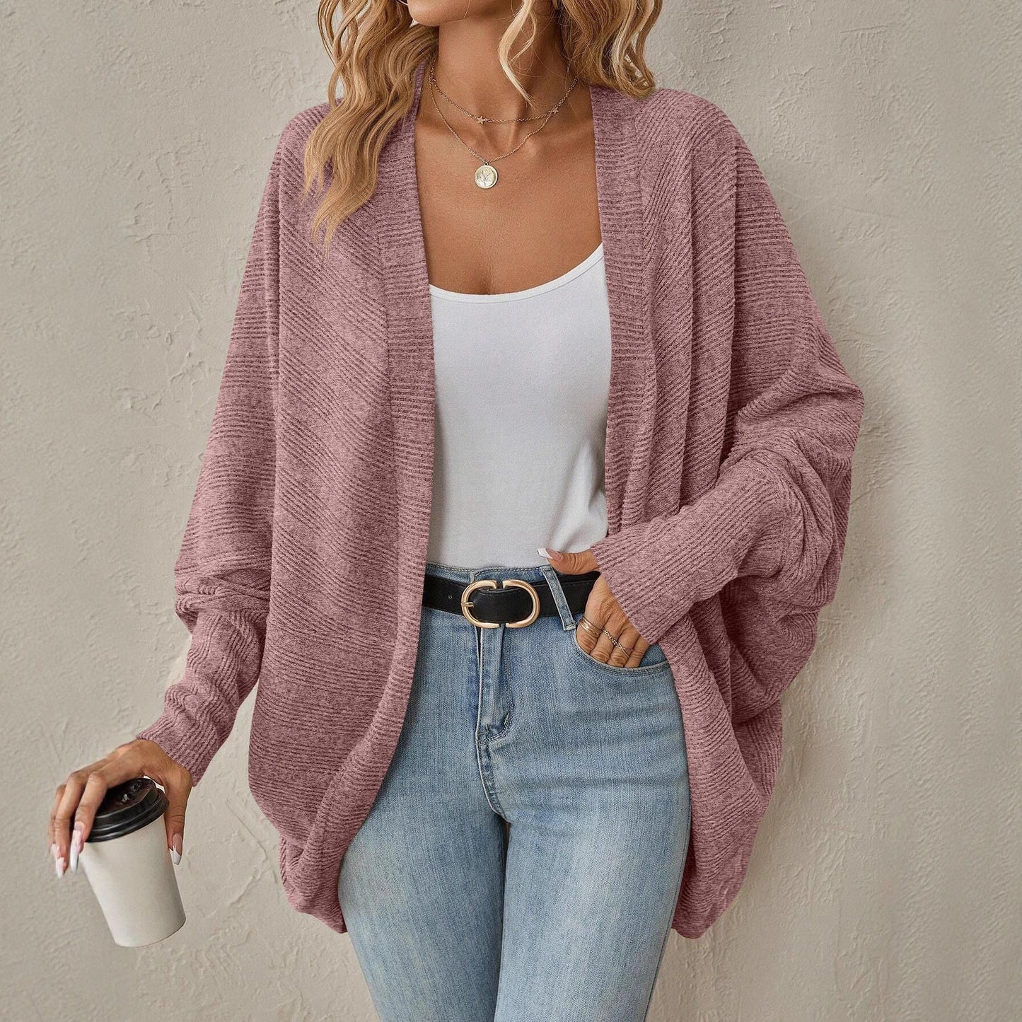 Damen Strickjacke Lässig mit Kurzärmeln locker Eveloria