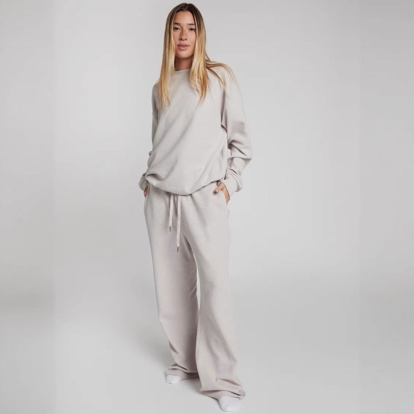 Damen Freizeit-Set Waffelstruktur Bequem Eveloria