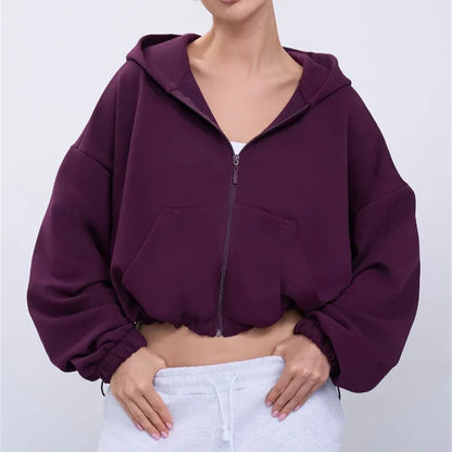 Damen Kapuzenpullover Cropped Voluminöse Ärmel Eveloria