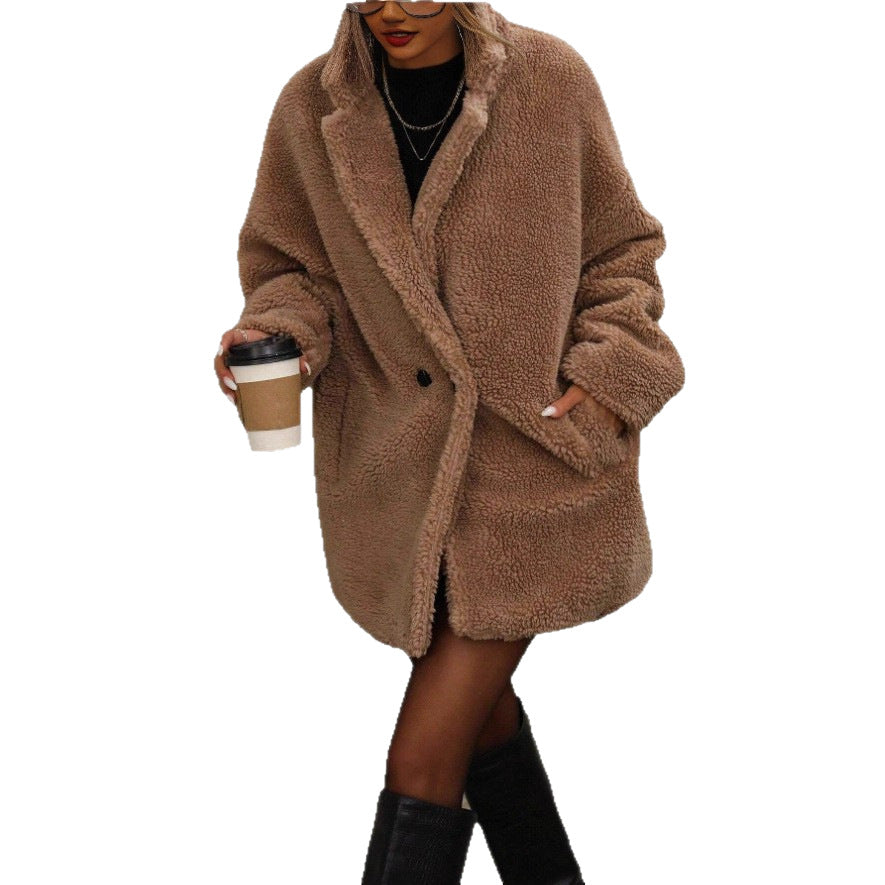 Damen Teddyjacke Kuscheljacke aus Plüschbezug