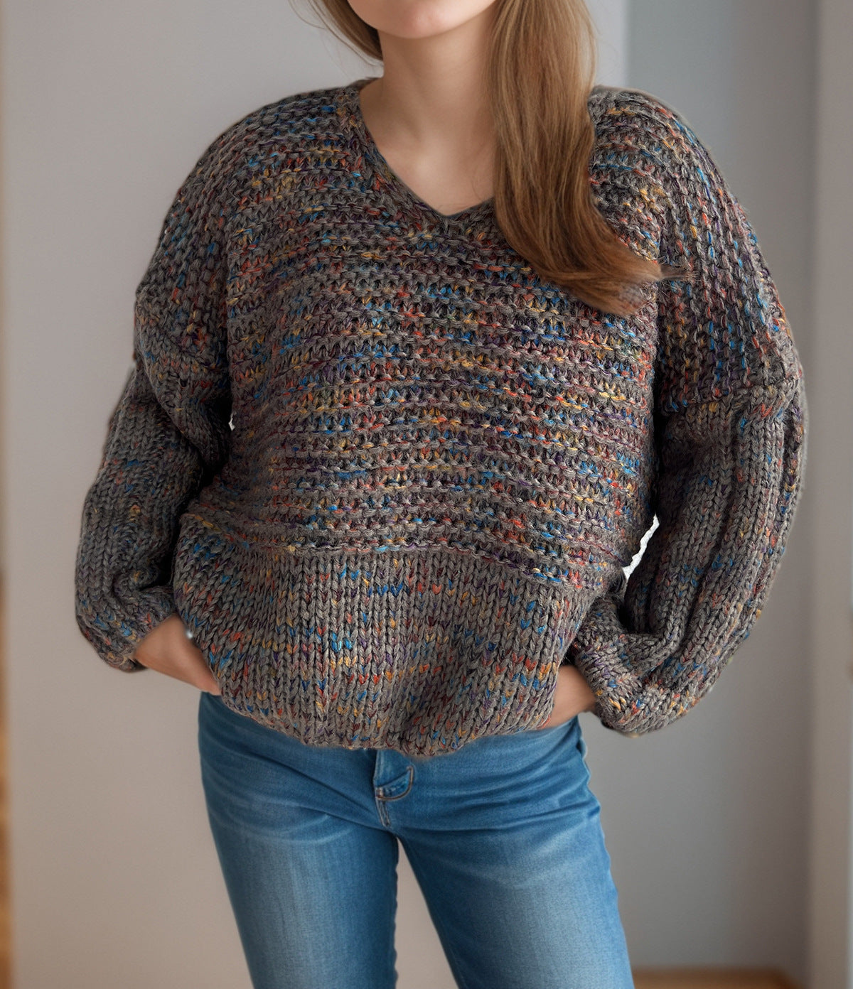 Damen Strickpullover Weit Schnitt Elegante Ärmel Eveloria