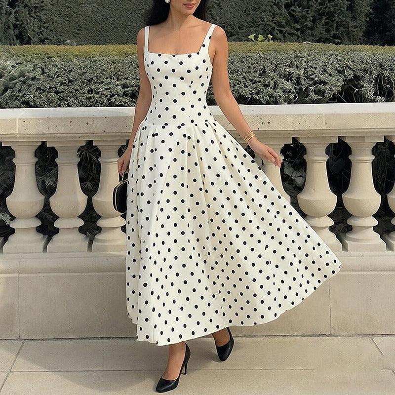 Damen Maxi-Kleid Polka-Dots Elegantes Design